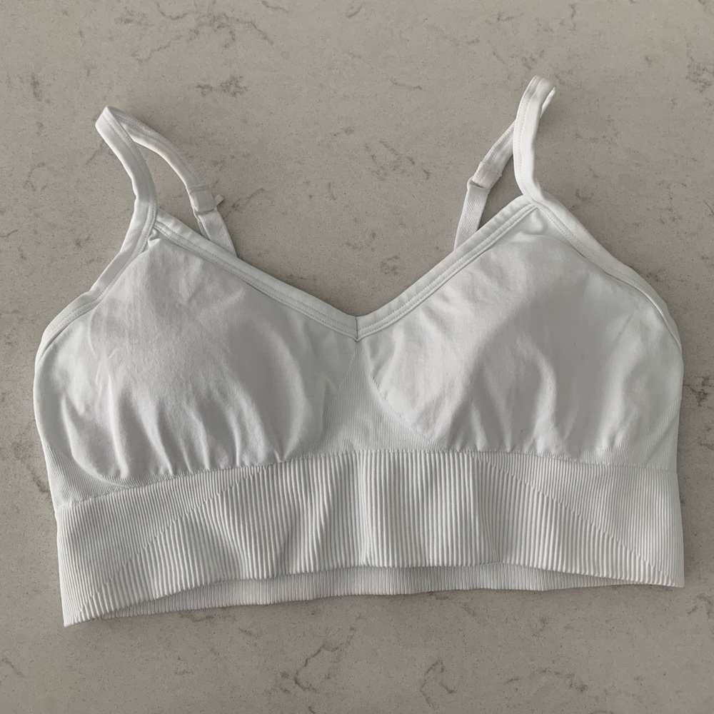 White Lululemon Ebb to Street Sports Bra